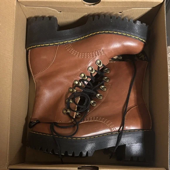 Dr. Martens Brown Leather Lace-Up Platform Boots - Picture 7 of 7